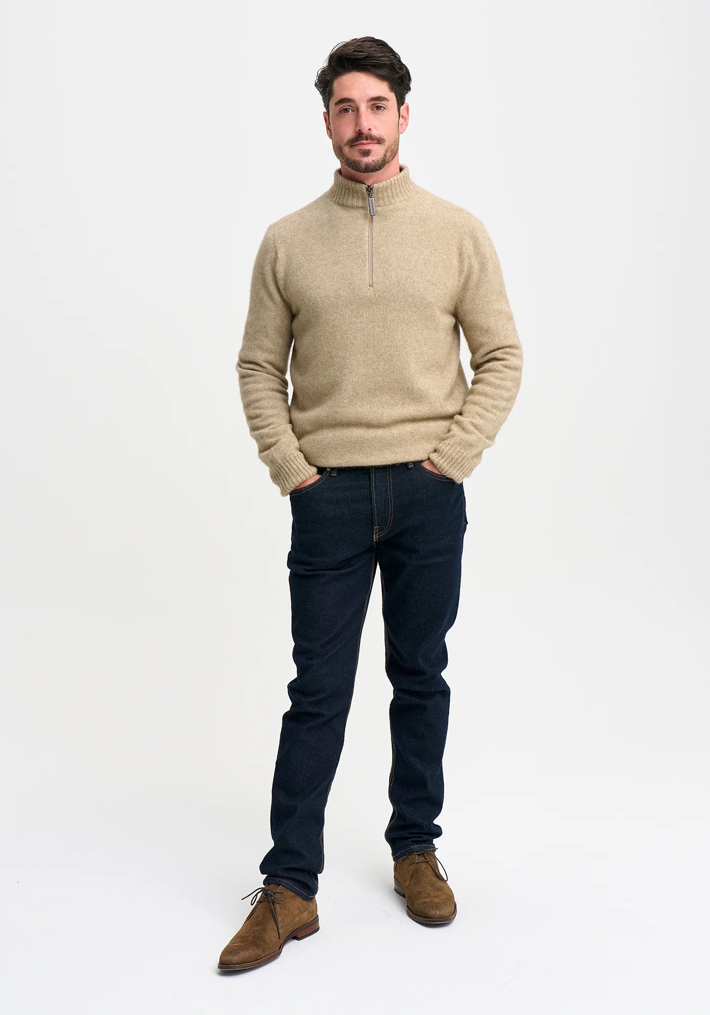 Merinomink Mens Whittaker Half Zip Merino and Possum Sweater