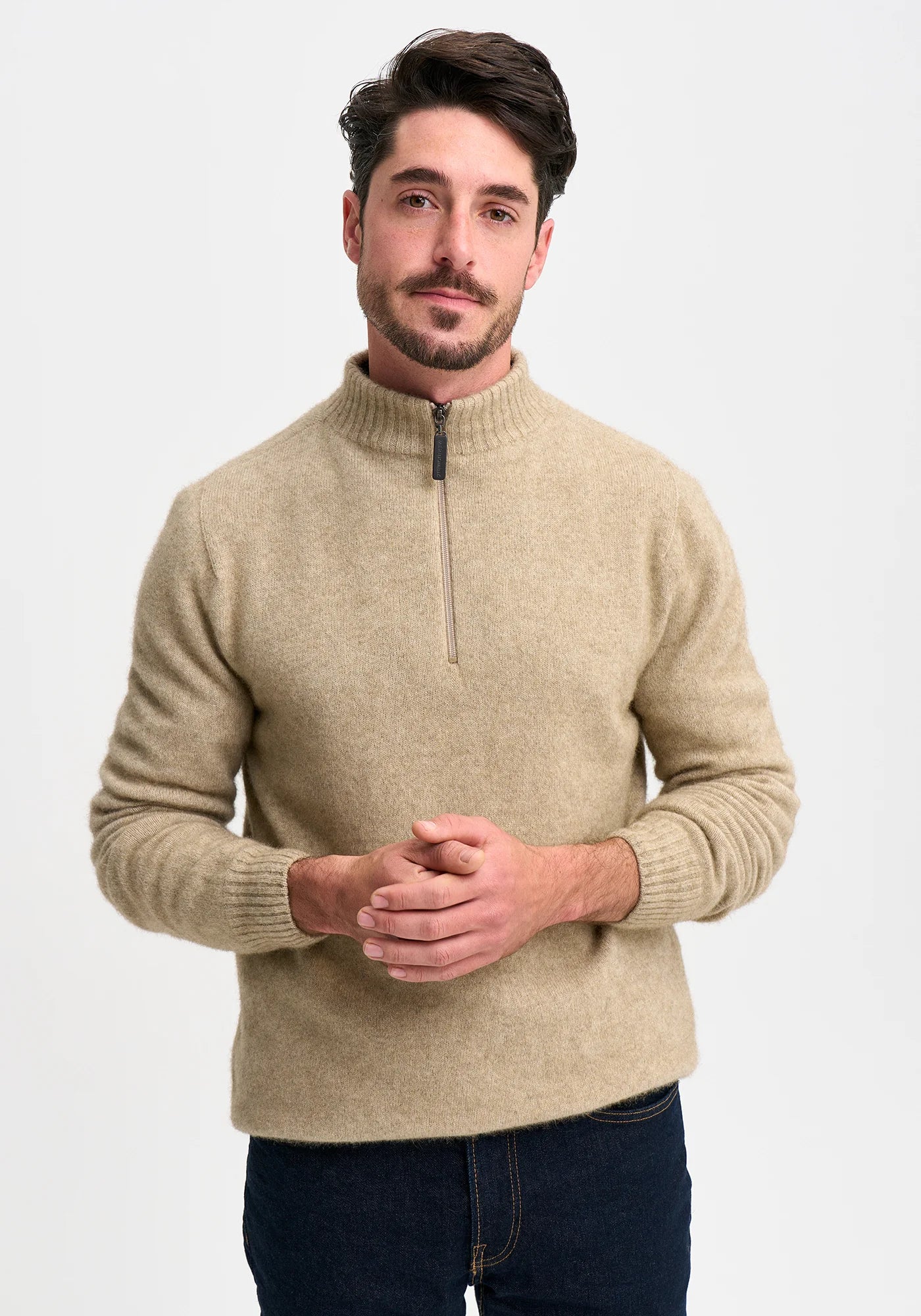 Merinomink Mens Whittaker Half Zip Merino and Possum Sweater