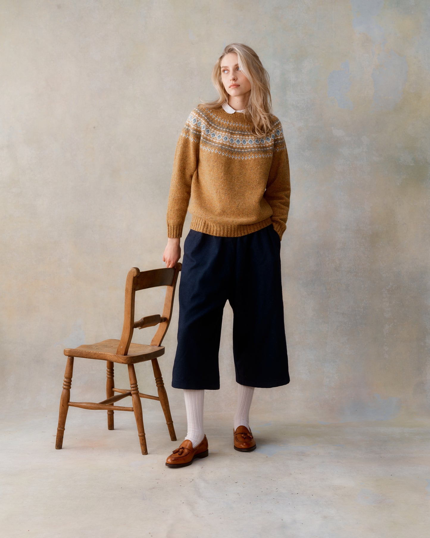 Harley of Scotland Fair Isle Yoke Sweater
