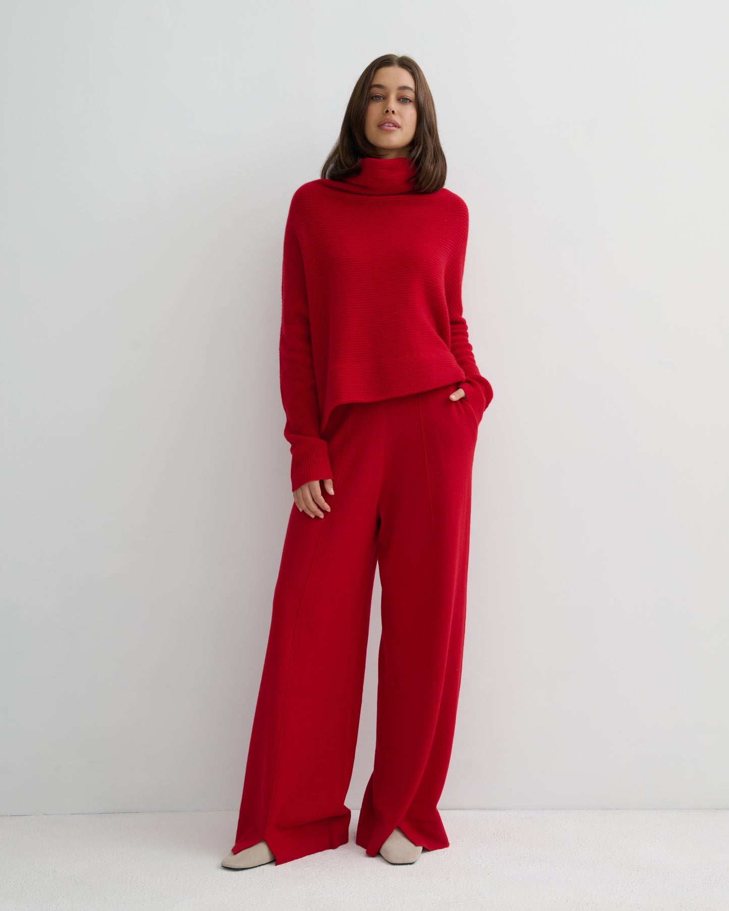 Cashmerism Ribknit Cowl Neck Crop Top