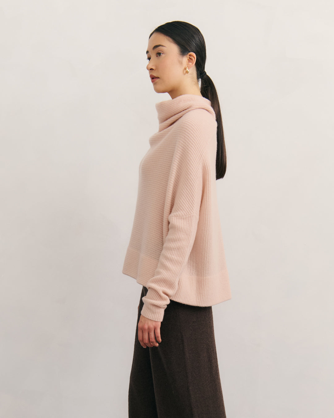 Cashmerism Ribknit Cowl Neck Crop Top