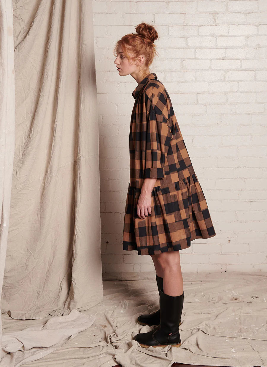 Brigid McLaughlin Dress Bronze Plaid