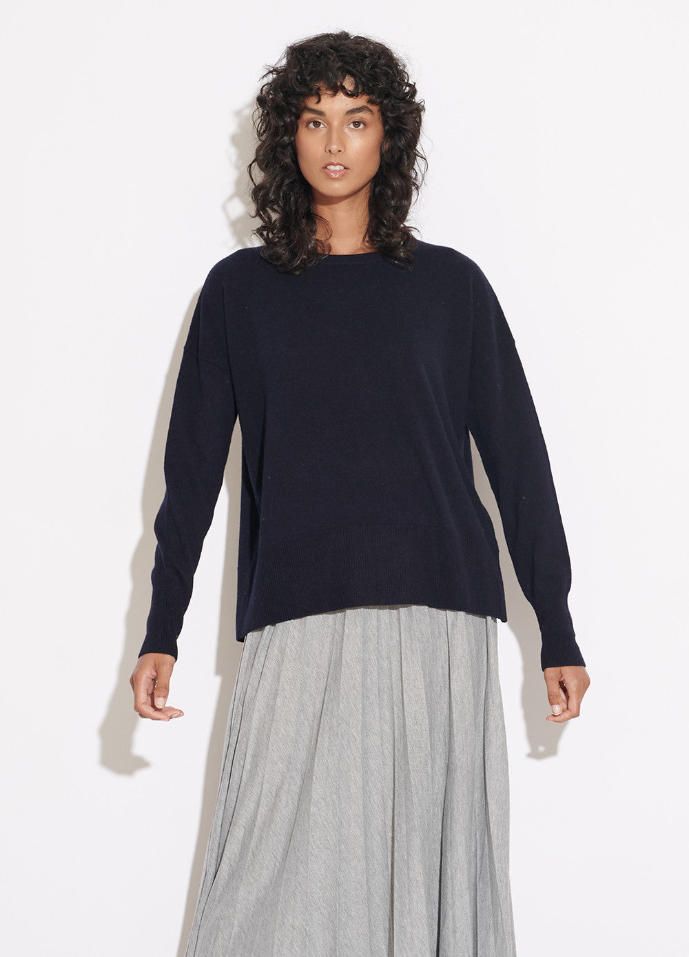 Cashmerism Split Back-Hem Crew Neck Pullover