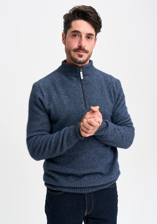 Merinomink Mens Whittaker Half Zip Merino and Possum Sweater