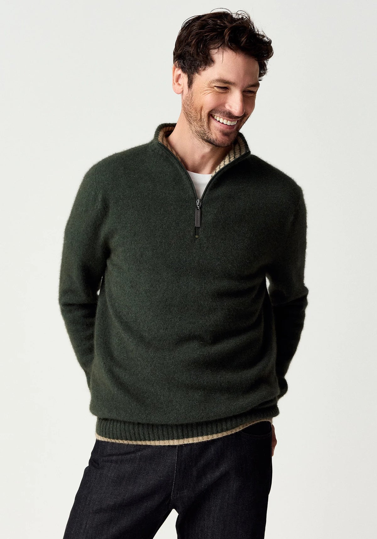 Merinomink Mens Whittaker Half Zip Merino and Possum Sweater