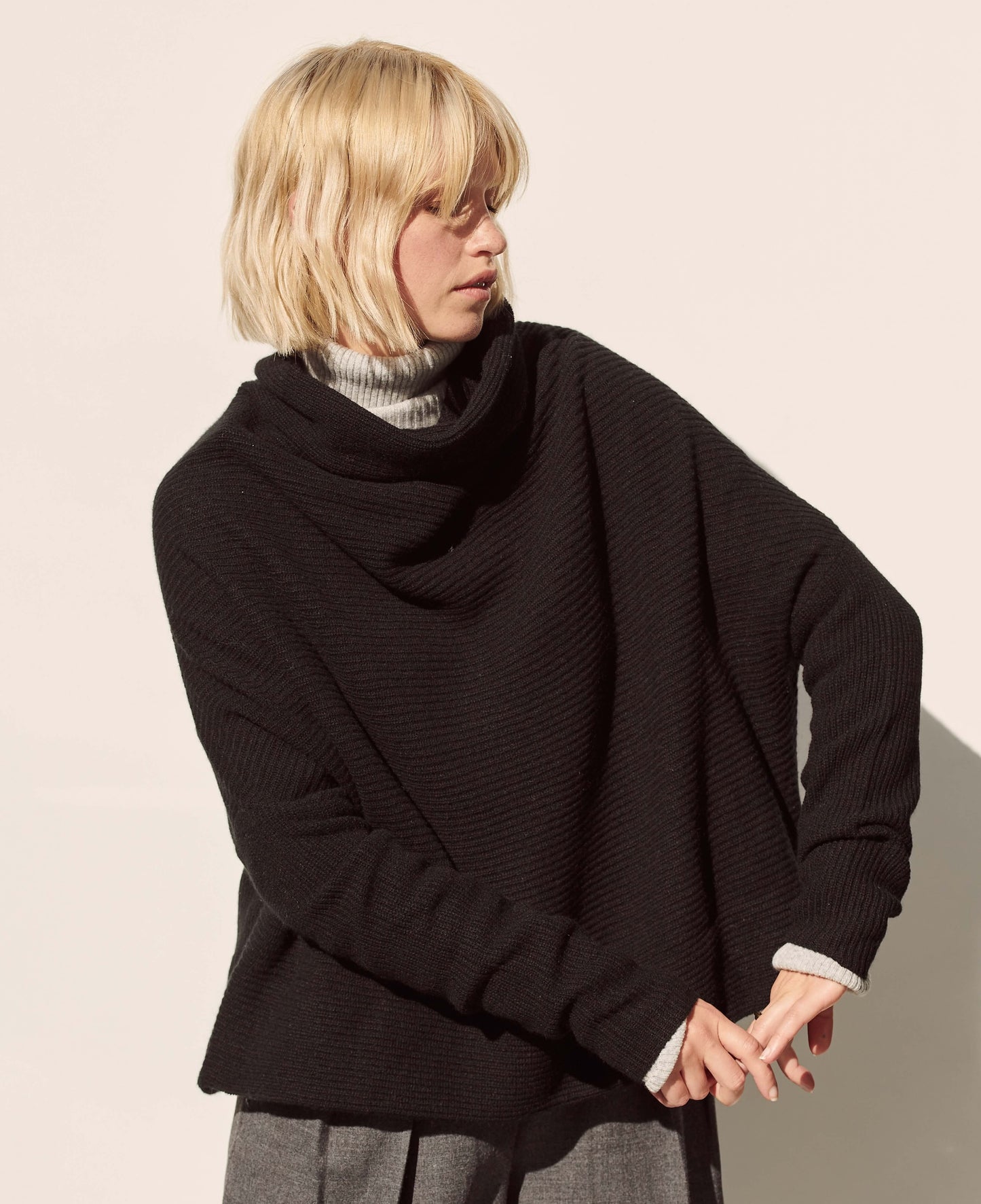 Cashmerism Ribknit Cowl Neck Crop Top