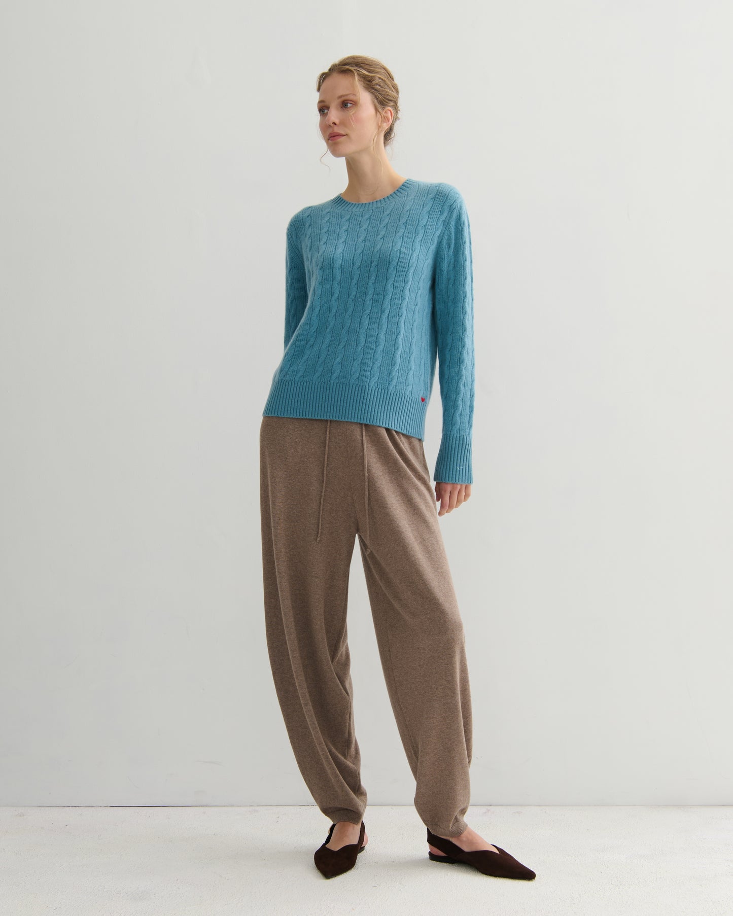 Cashmerism Cable Knit Crew Neck Pullover
