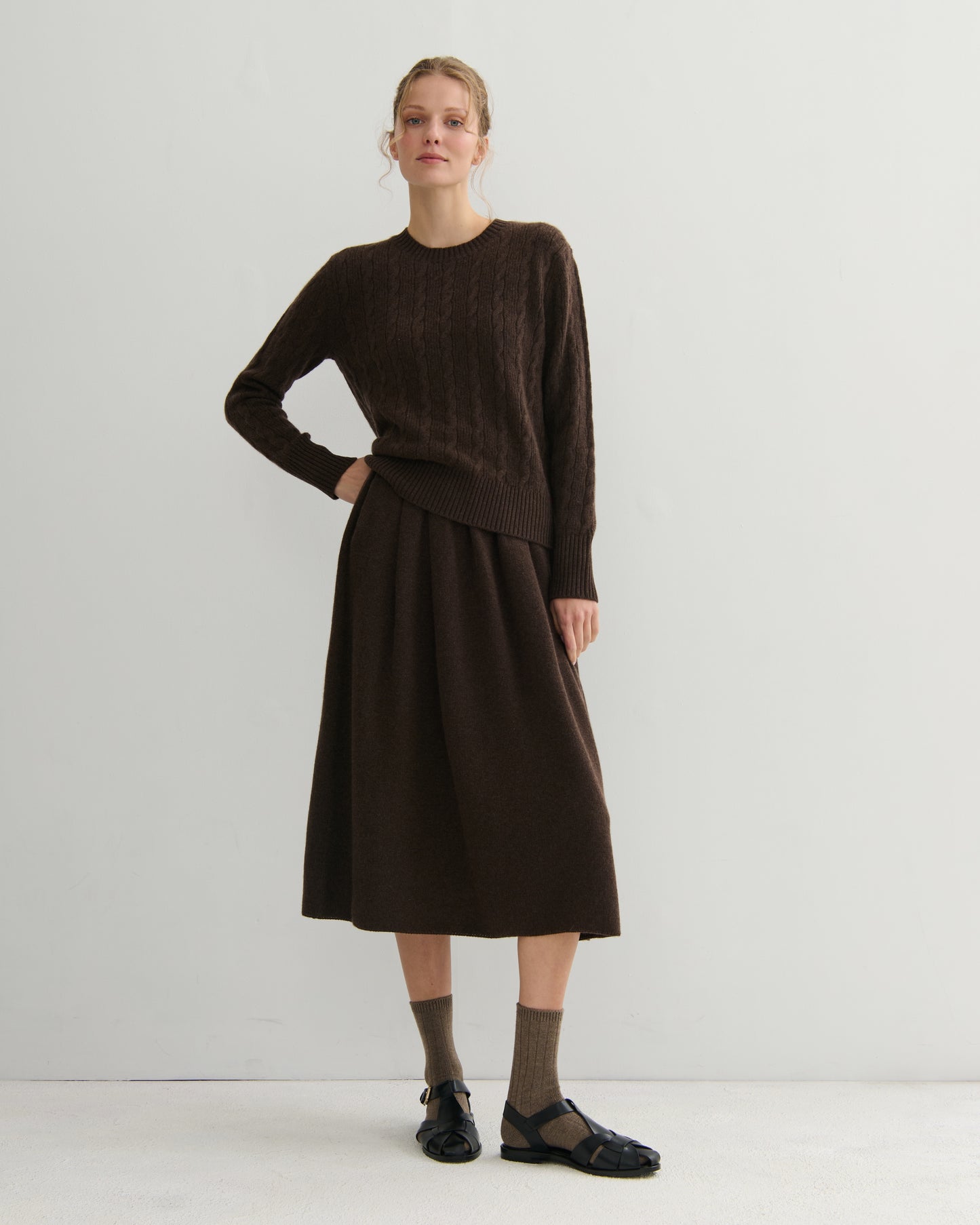 Cashmerism Cable Knit Crew Neck Pullover