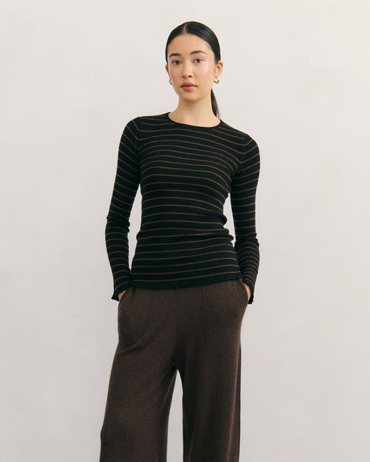 Cashmerism Superfine Robbed Stripe Top