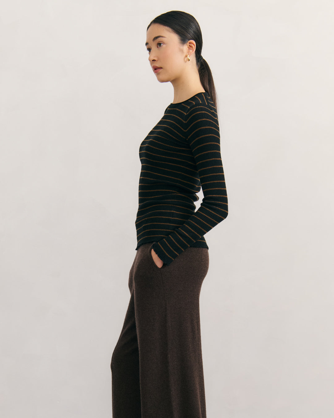 Cashmerism Superfine Robbed Stripe Top
