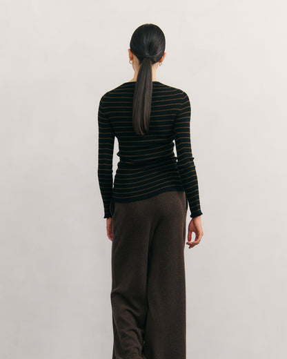 Cashmerism Superfine Robbed Stripe Top
