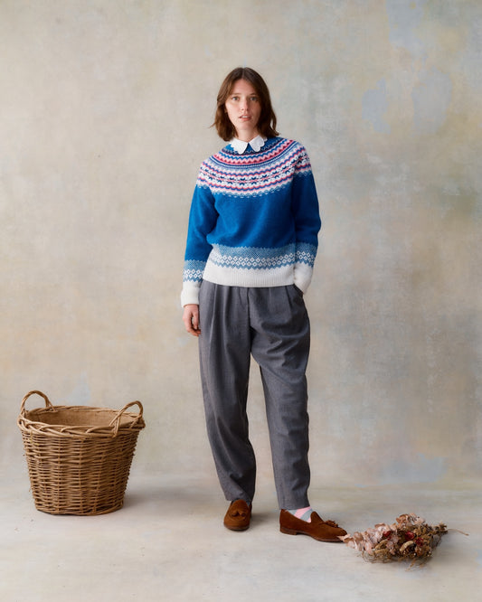 Harley of Scotland Fairisle Crew Neck Sweater