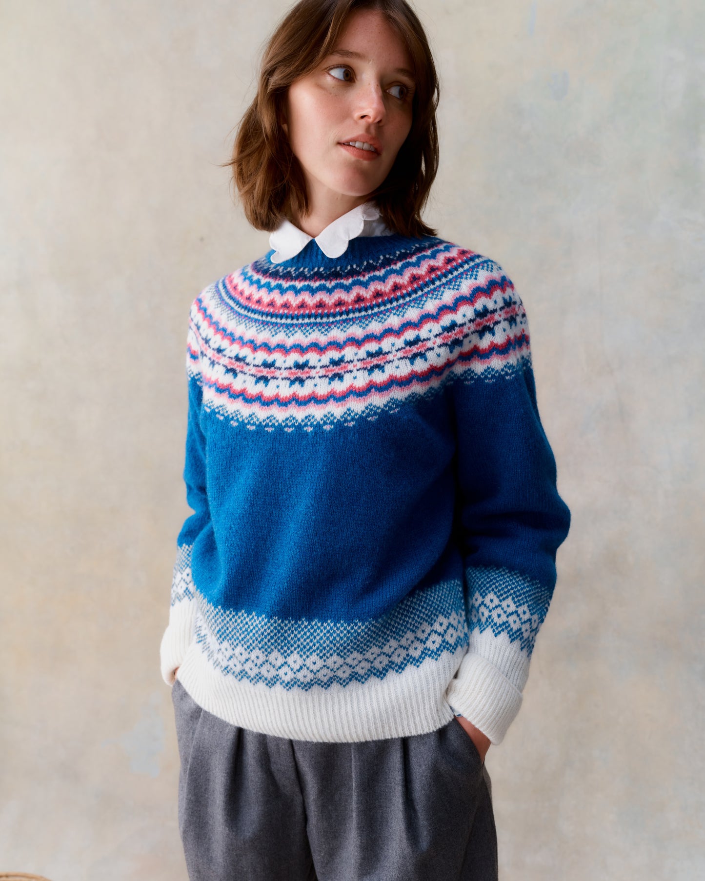 Harley of Scotland Fairisle Crew Neck Sweater