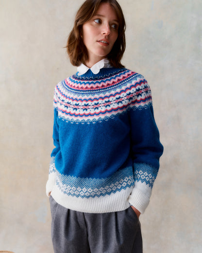Harley of Scotland Fairisle Crew Neck Sweater
