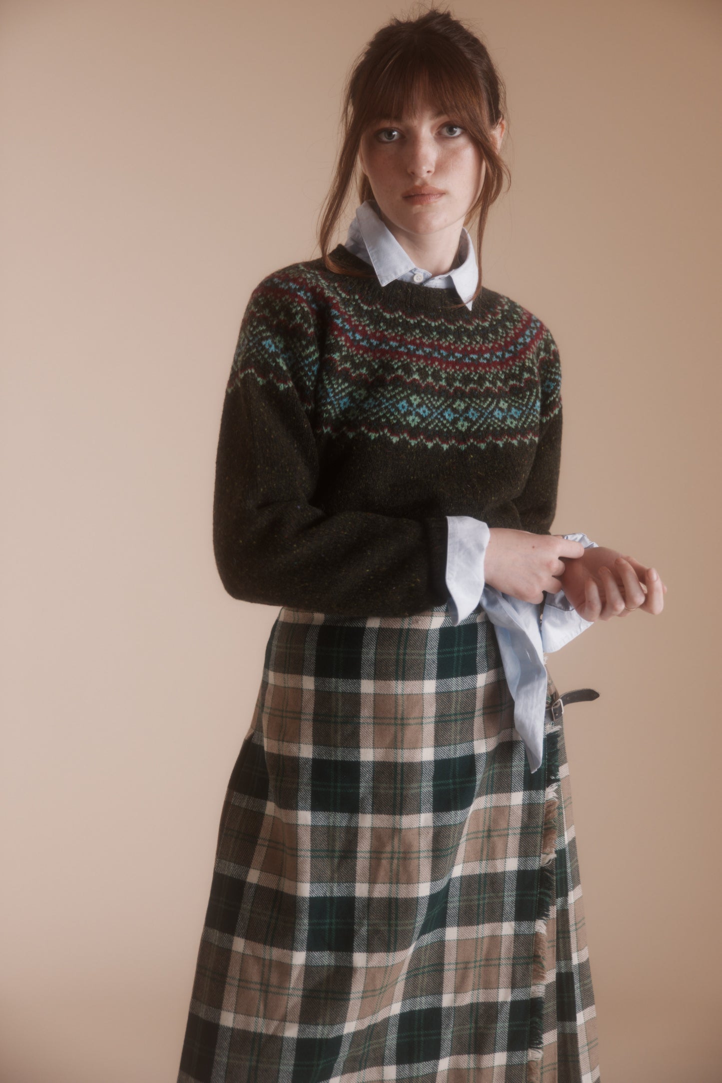 Harley of Scotland Fairisle Yoke Crew Sweater